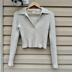 Wilfred Free Cropped Ribbed Collared Sweater